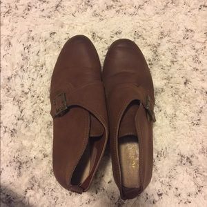 Brown “leather” loafers with buckle